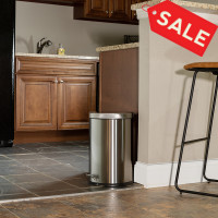 Flash Furniture PF-H008A20-M-GG Stainless Steel Fingerprint Resistant Soft Close, Step Trash Can - 20L (5.3 Gallons)